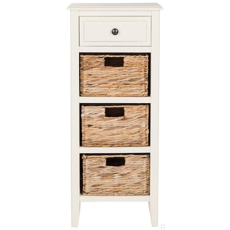 Safavieh Michaela Drawer Side Table- Distressed White - 35.8 x 11.8 x 15 in. AMH5744B